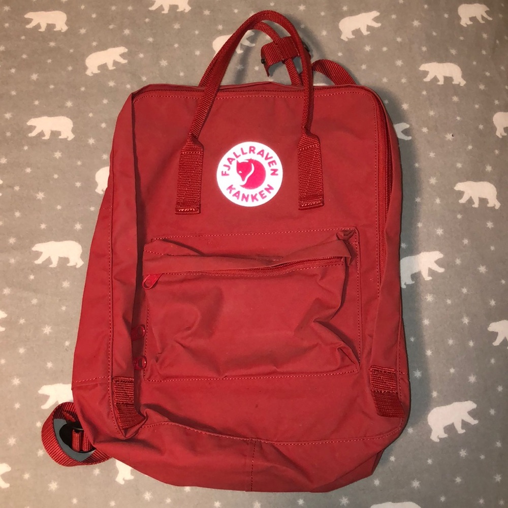 rust red fjallraven kanken backpack